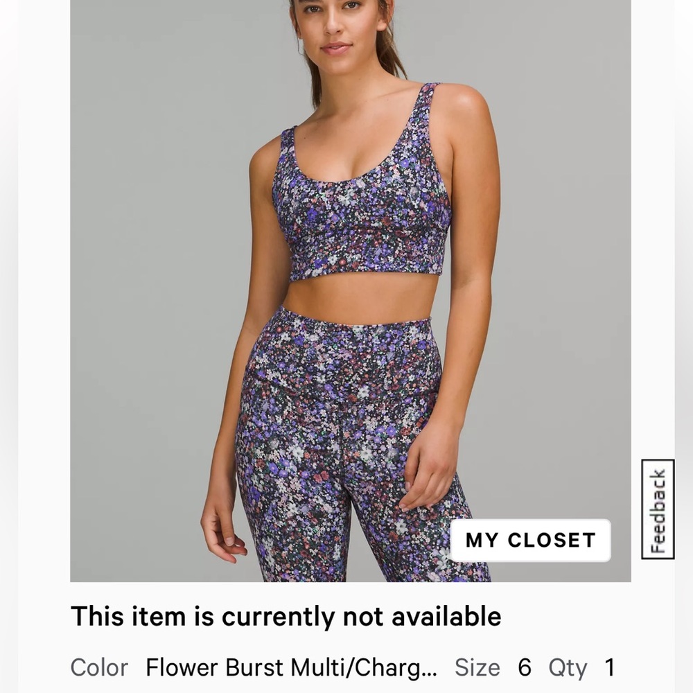 Lululemon align bra flower burst multi size 6